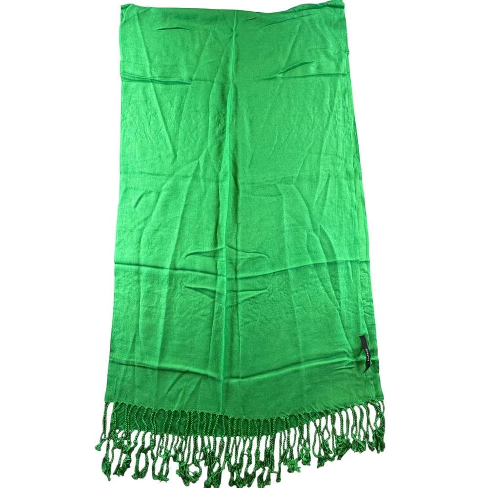Tahari Kelly Green Pashmina Scarf Tassel Fringe Wrap Lightweight Woven Accessory